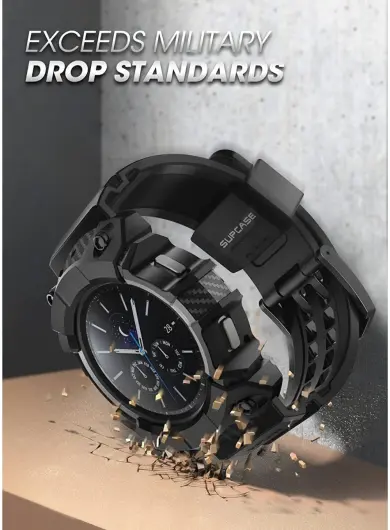 SUPCASE UB Pro - Samsung Galaxy Watch 4 46MM Hoesje - met Bandje - Zwart afbeelding 5