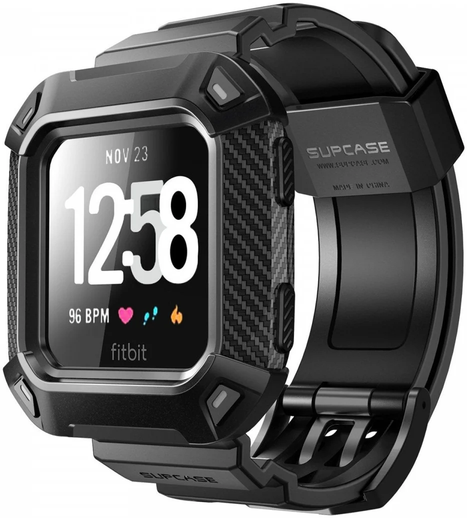 SUPCASE UB Pro Fitbit Versa Hoesje met Bandje Zwart afbeelding 1