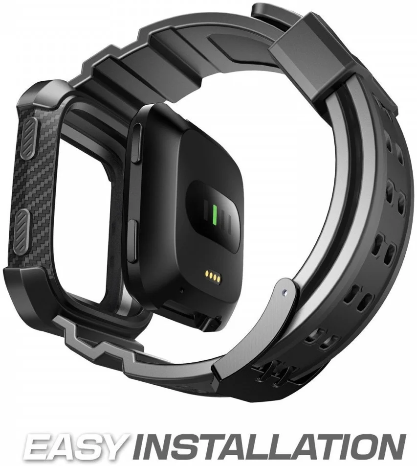 SUPCASE UB Pro Fitbit Versa Hoesje met Bandje Zwart afbeelding 2