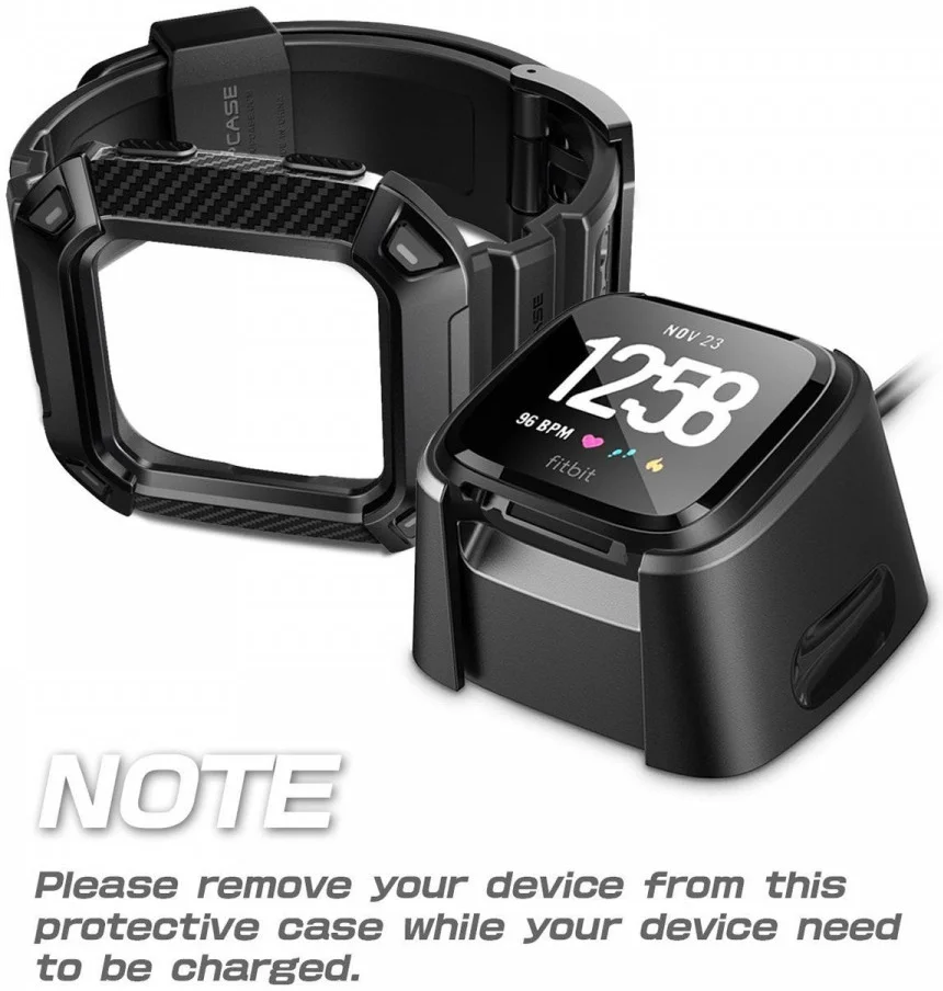 SUPCASE UB Pro Fitbit Versa Hoesje met Bandje Zwart afbeelding 4