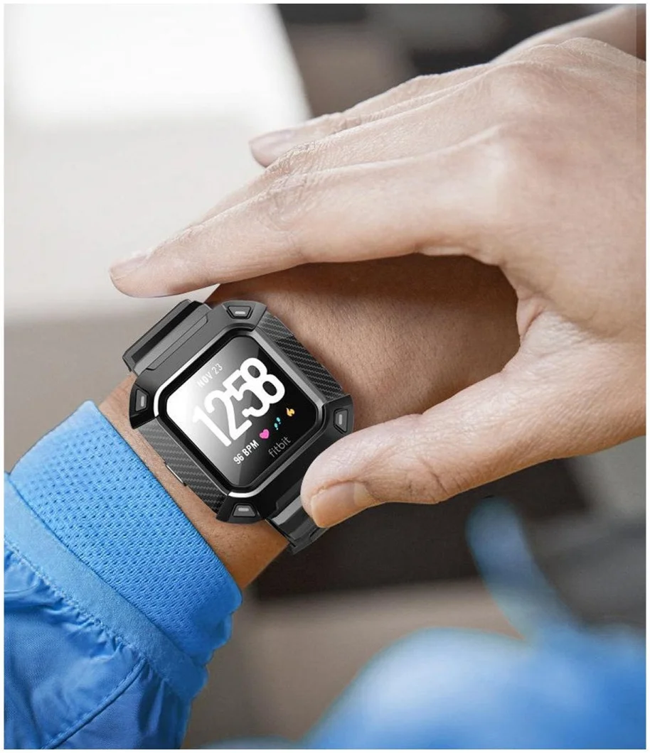 SUPCASE UB Pro Fitbit Versa Hoesje met Bandje Zwart afbeelding 6