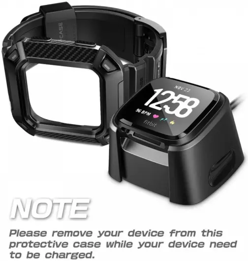 SUPCASE UB Pro Fitbit Versa Hoesje met Bandje Zwart afbeelding 4