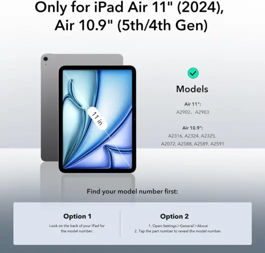 ESR Rebound Pencil Book Case iPad Air 11 (24/25)/Air 10.9 (22/20) Hoes Zwart afbeelding 3