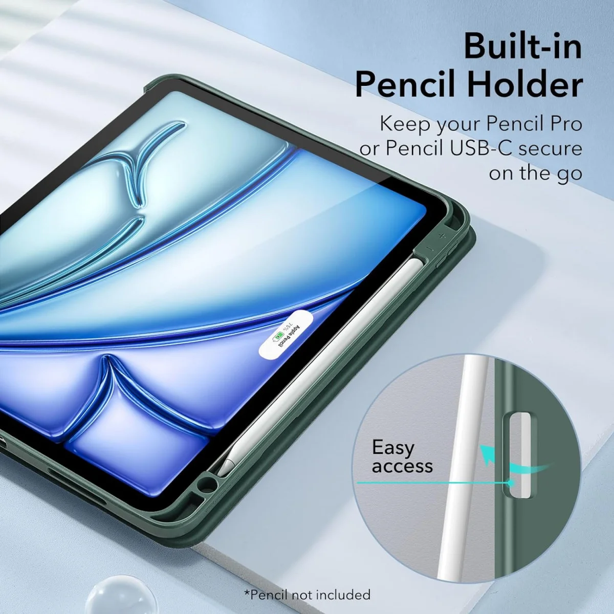 ESR Rebound Pencil Book Case iPad Air 11 (24/25)/Air 10.9 (22/20) Hoes Groen afbeelding 6