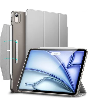 ESR Ascend Trifold iPad Air 11 (2024)/Air 10.9 (2022/2020) Hoes Book Case Grijs Hoesjes