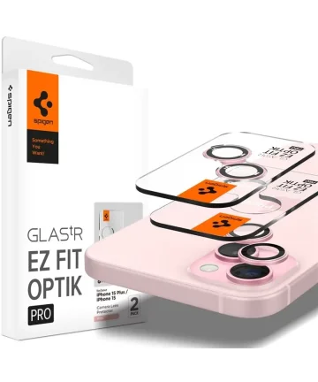 Spigen Optik Apple iPhone 15 / 15 Plus Camera Protector Roze 2-Pack Screen Protectors