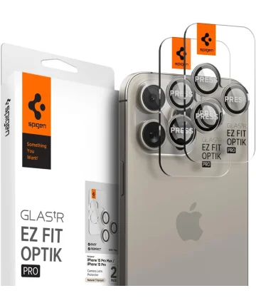 Spigen Optik iPhone 15 Pro/15 Pro Max Camera Protector Titanium 2-Pack Screen Protectors