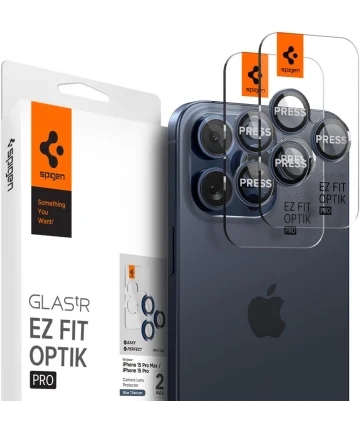 Spigen Optik iPhone 15 Pro/15 Pro Max Camera Protector Blauw 2-Pack Screen Protectors