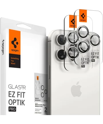 Spigen Optik iPhone 15 Pro/15 Pro Max Camera Protector Wit 2-Pack Screen Protectors