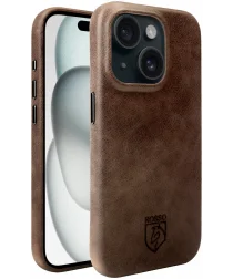 Rosso Elite iPhone 15 Hoesje Leer Back Cover MagSafe Bruin