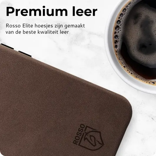 Rosso Elite iPhone 15 Hoesje Leer Back Cover MagSafe Bruin afbeelding 5