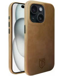 Rosso Elite iPhone 15 Hoesje Leer Back Cover MagSafe Lichtbruin