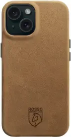 Rosso Elite iPhone 15 Hoesje Leer Back Cover MagSafe Lichtbruin afbeelding