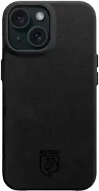 Rosso Elite iPhone 15 Hoesje Leer Back Cover MagSafe Zwart afbeelding