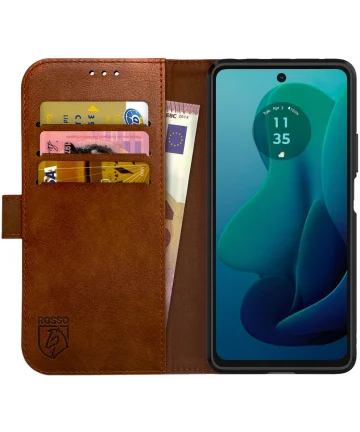 Rosso Element Motorola Moto G 5G (2023) Hoesje Book Case Wallet Bruin Hoesjes