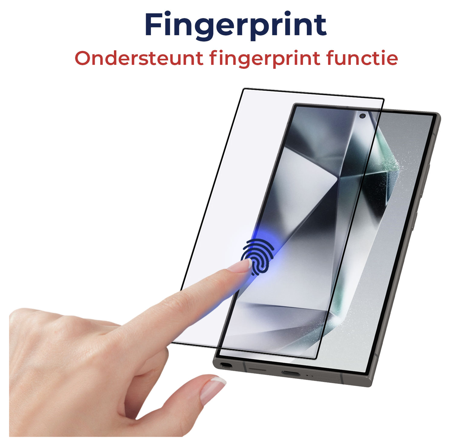 Rosso Samsung Galaxy S24 Ultra Tempered Glass Fingerprint en Case Friendly afbeelding 2
