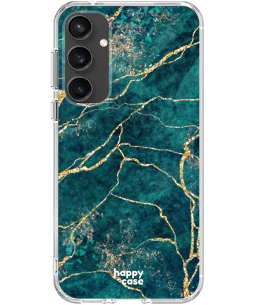 HappyCase Samsung Galaxy S23 FE Hoesje Flexibel TPU Aqua Marmer Print Hoesjes