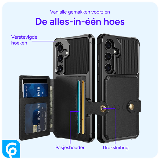Samsung Galaxy S24 Plus 3 in 1 Back Cover Portemonnee Hoesje Zwart afbeelding 3