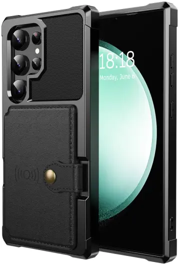 Samsung Galaxy S24 Ultra 3 in 1 Back Cover Portemonnee Hoesje Zwart afbeelding 8