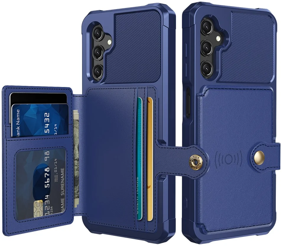 Samsung Galaxy A15 3 in 1 Back Cover Portemonnee Hoesje Blauw afbeelding 1