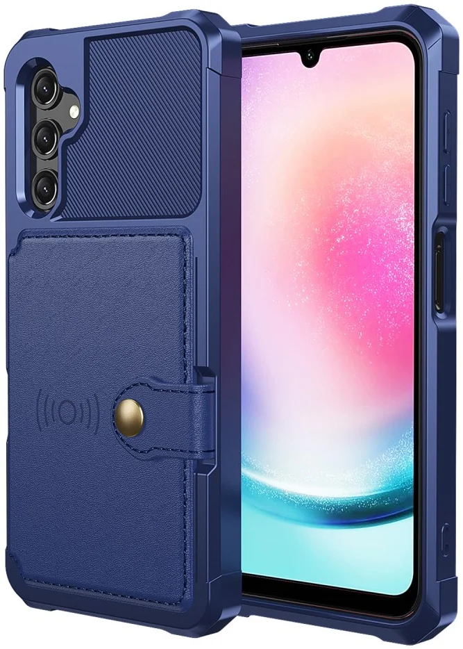 Samsung Galaxy A15 3 in 1 Back Cover Portemonnee Hoesje Blauw afbeelding 2