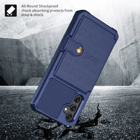 Samsung Galaxy A15 3 in 1 Back Cover Portemonnee Hoesje Blauw afbeelding 4