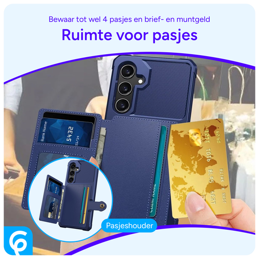 Samsung Galaxy S24 3 in 1 Back Cover Portemonnee Hoesje Blauw afbeelding 2