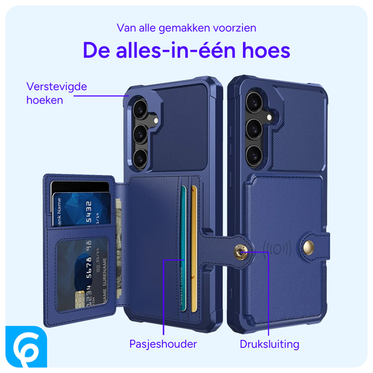 Samsung Galaxy S24 3 in 1 Back Cover Portemonnee Hoesje Blauw afbeelding 5