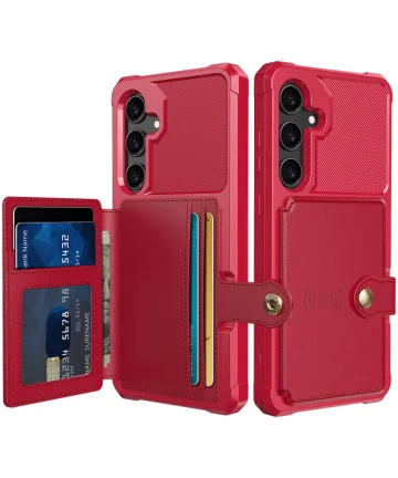 Samsung Galaxy S24 3 in 1 Back Cover Portemonnee Hoesje Rood Hoesjes