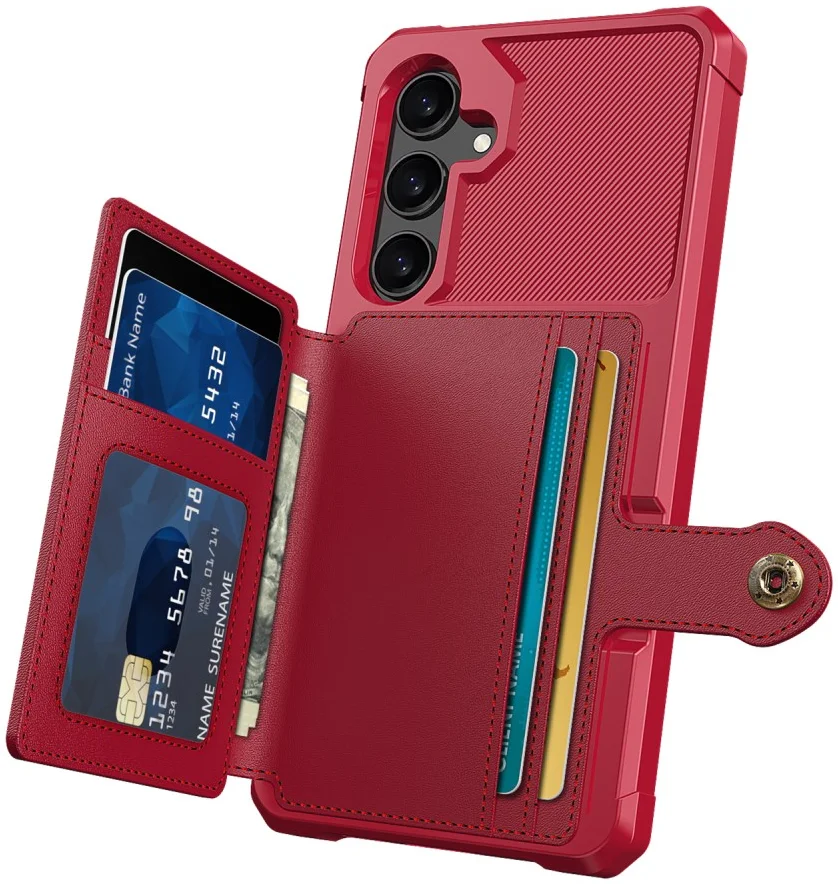 Samsung Galaxy S24 Plus 3 in 1 Back Cover Portemonnee Hoesje Rood afbeelding 2