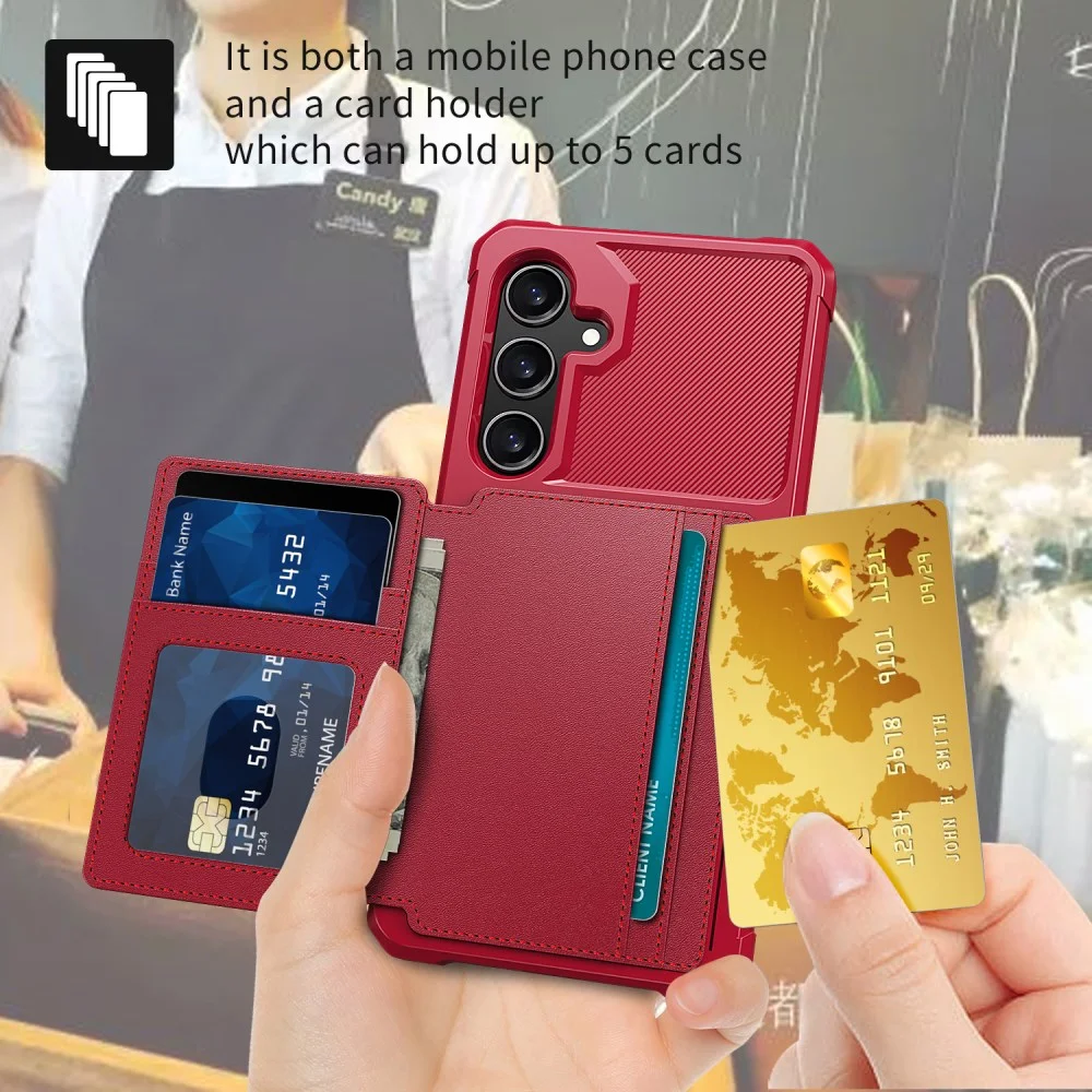 Samsung Galaxy S24 Plus 3 in 1 Back Cover Portemonnee Hoesje Rood afbeelding 3