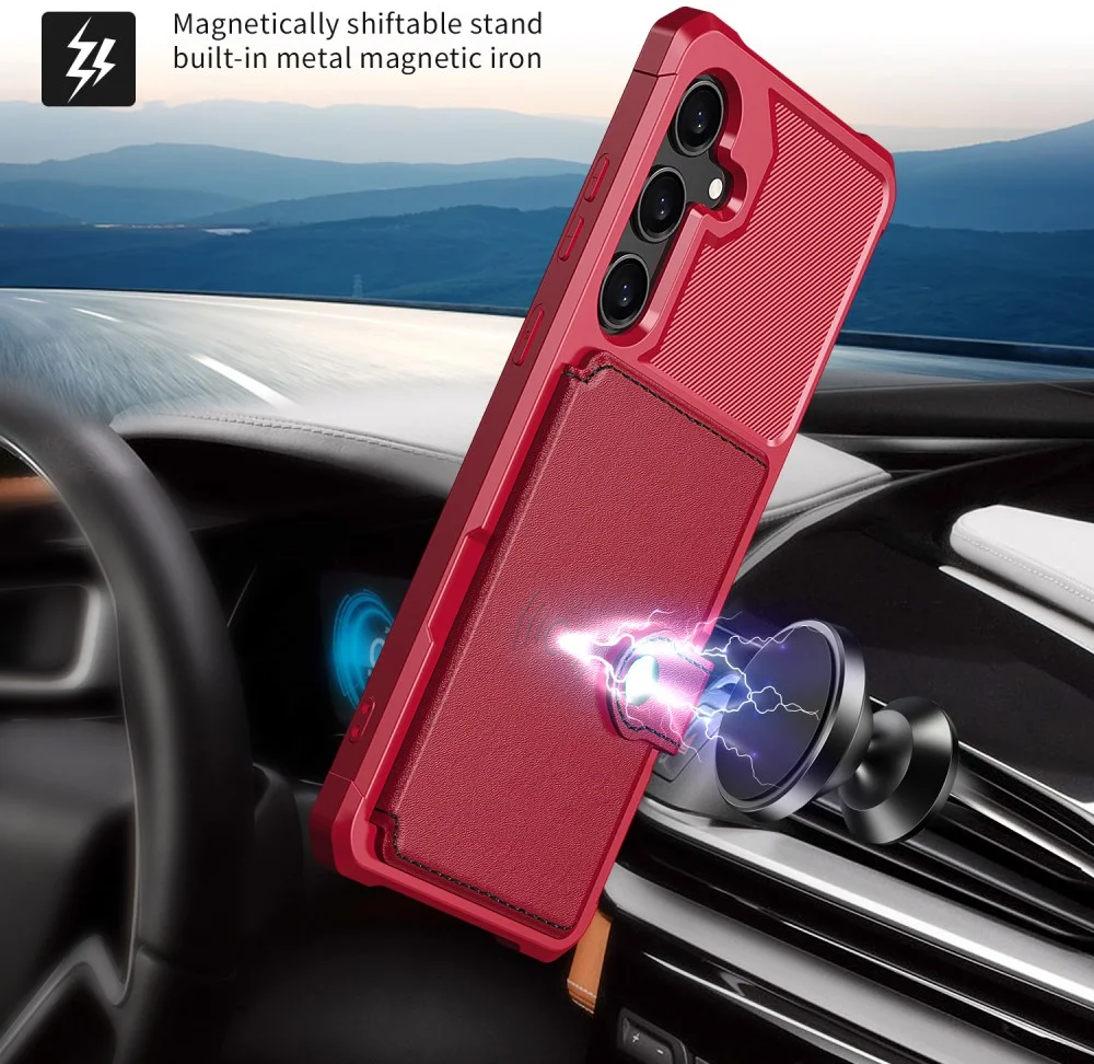 Samsung Galaxy S24 Plus 3 in 1 Back Cover Portemonnee Hoesje Rood afbeelding 5