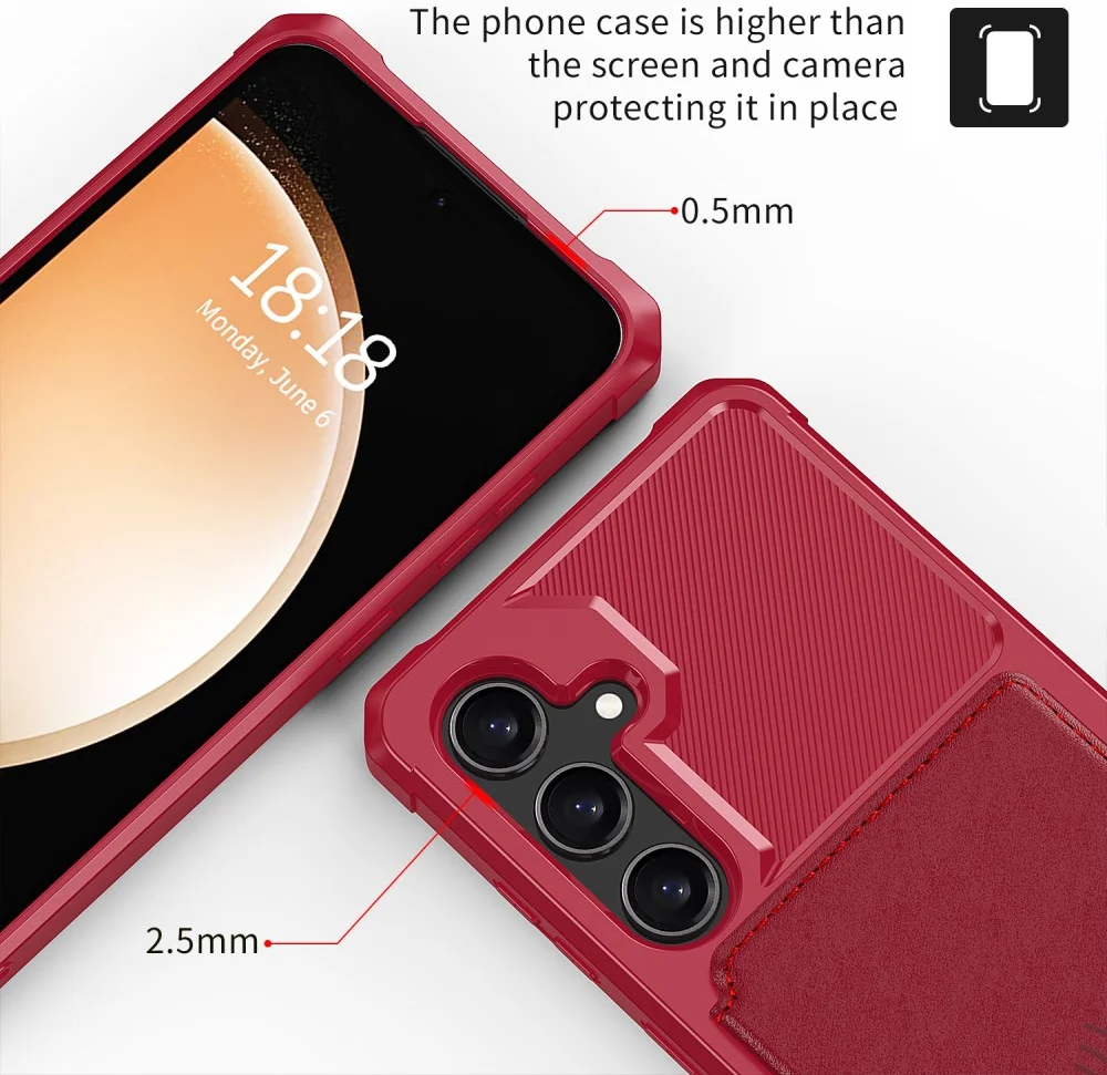 Samsung Galaxy S24 Plus 3 in 1 Back Cover Portemonnee Hoesje Rood afbeelding 6