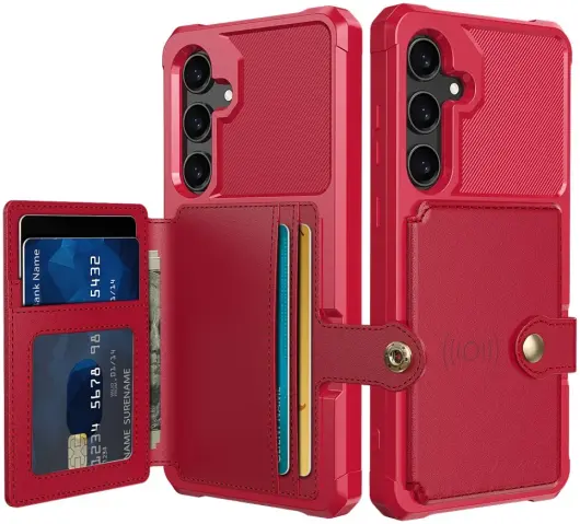 Samsung Galaxy S24 Plus 3 in 1 Back Cover Portemonnee Hoesje Rood afbeelding 1