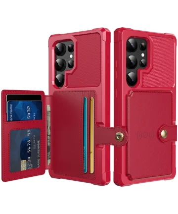 Samsung Galaxy S24 Ultra 3 in 1 Back Cover Portemonnee Hoesje Rood Hoesjes