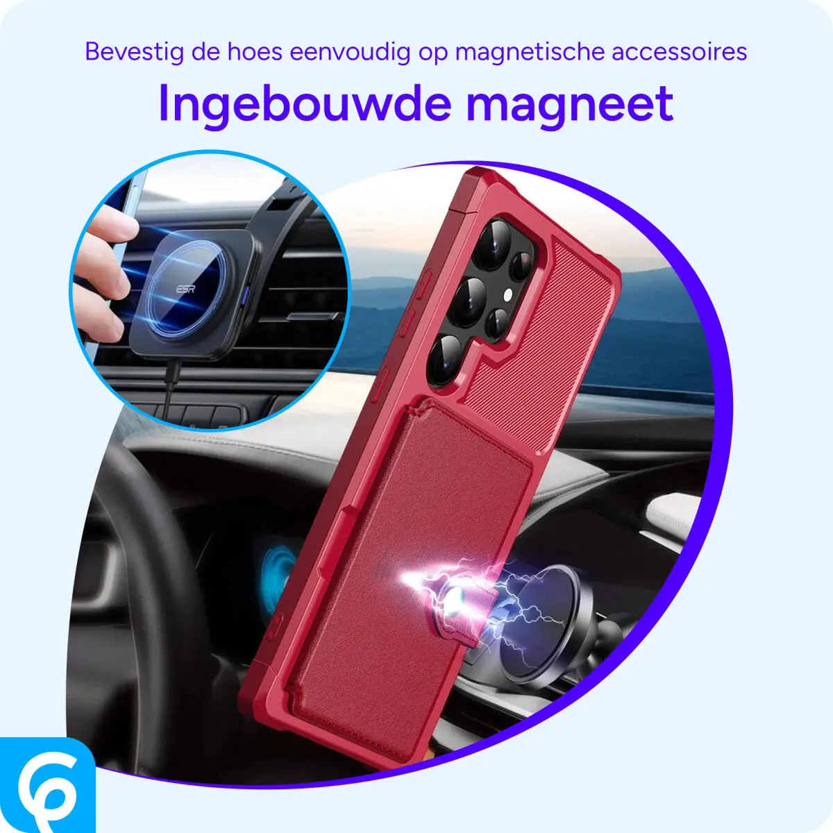 Samsung Galaxy S24 Ultra 3 in 1 Back Cover Portemonnee Hoesje Rood afbeelding 6