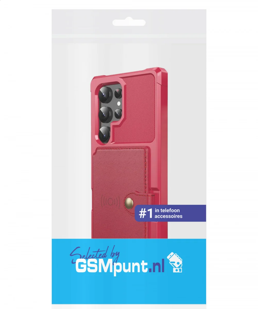 Samsung Galaxy S24 Ultra 3 in 1 Back Cover Portemonnee Hoesje Rood afbeelding 9