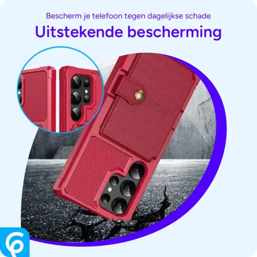 Samsung Galaxy S24 Ultra 3 in 1 Back Cover Portemonnee Hoesje Rood afbeelding 3