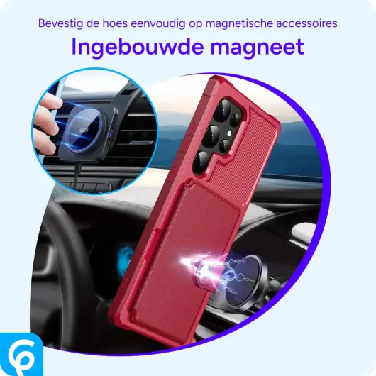 Samsung Galaxy S24 Ultra 3 in 1 Back Cover Portemonnee Hoesje Rood afbeelding 6