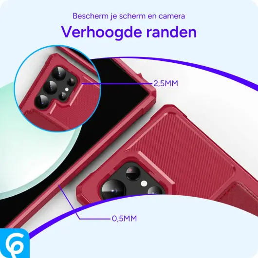 Samsung Galaxy S24 Ultra 3 in 1 Back Cover Portemonnee Hoesje Rood afbeelding 5