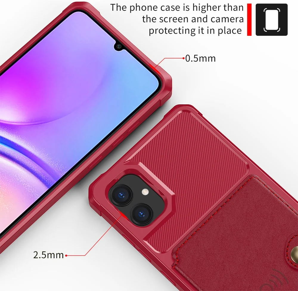 Samsung Galaxy A05 3 in 1 Back Cover Portemonnee Hoesje Rood afbeelding 7
