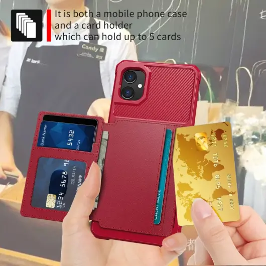 Samsung Galaxy A05 3 in 1 Back Cover Portemonnee Hoesje Rood afbeelding 3