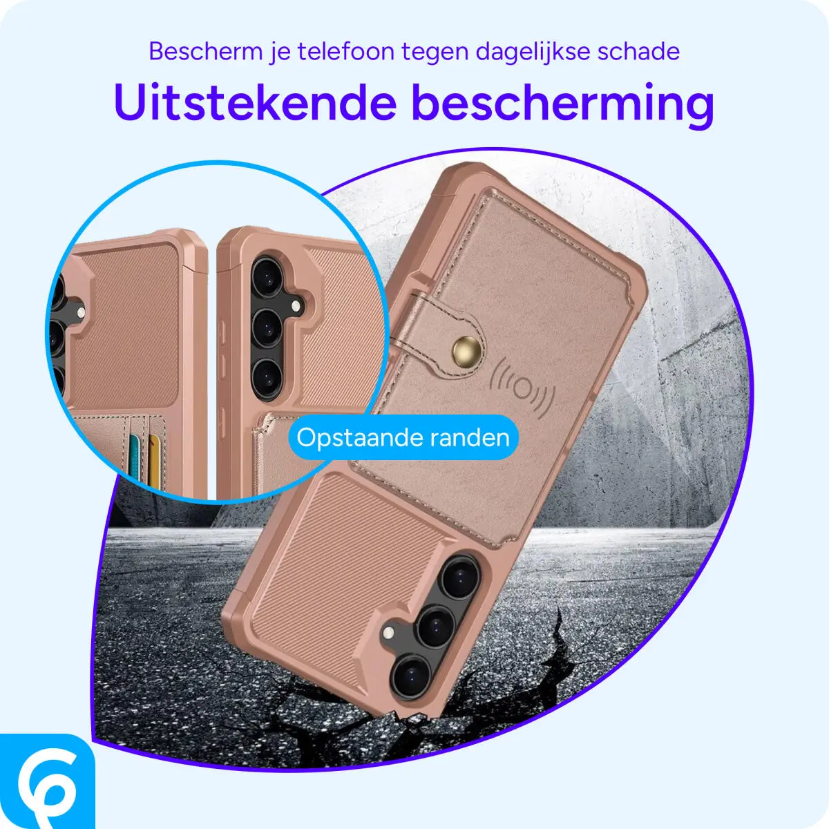 Samsung Galaxy S24 3 in 1 Back Cover Portemonnee Hoesje Roze afbeelding 5