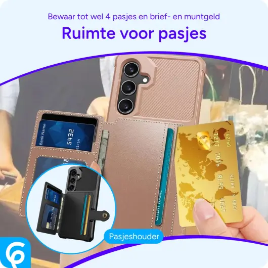 Samsung Galaxy S24 3 in 1 Back Cover Portemonnee Hoesje Roze afbeelding 3