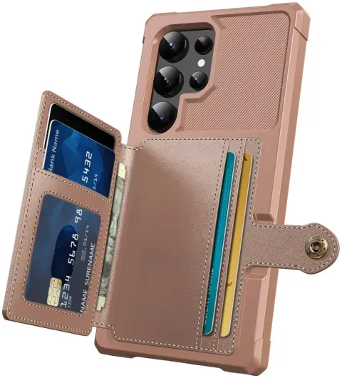 Samsung Galaxy S24 Ultra 3 in 1 Back Cover Portemonnee Hoesje Roze afbeelding 7