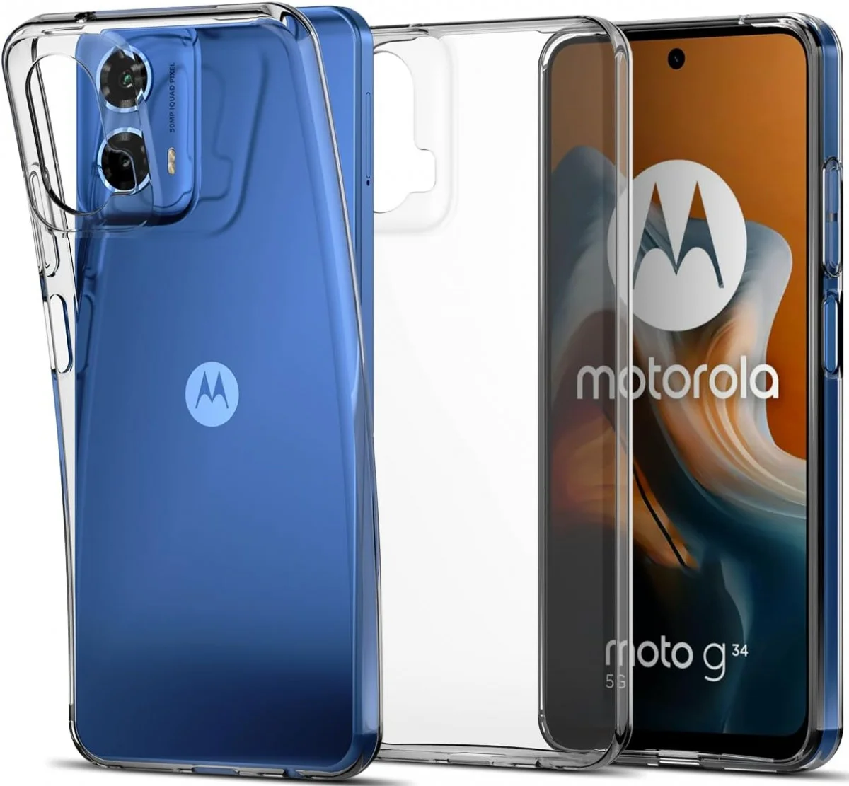 Motorola Moto G34 Hoesje Dun TPU Back Cover Transparant afbeelding 1