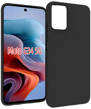 Motorola Moto G34 Hoesje Matte Back Cover Dun TPU Zwart Hoesjes