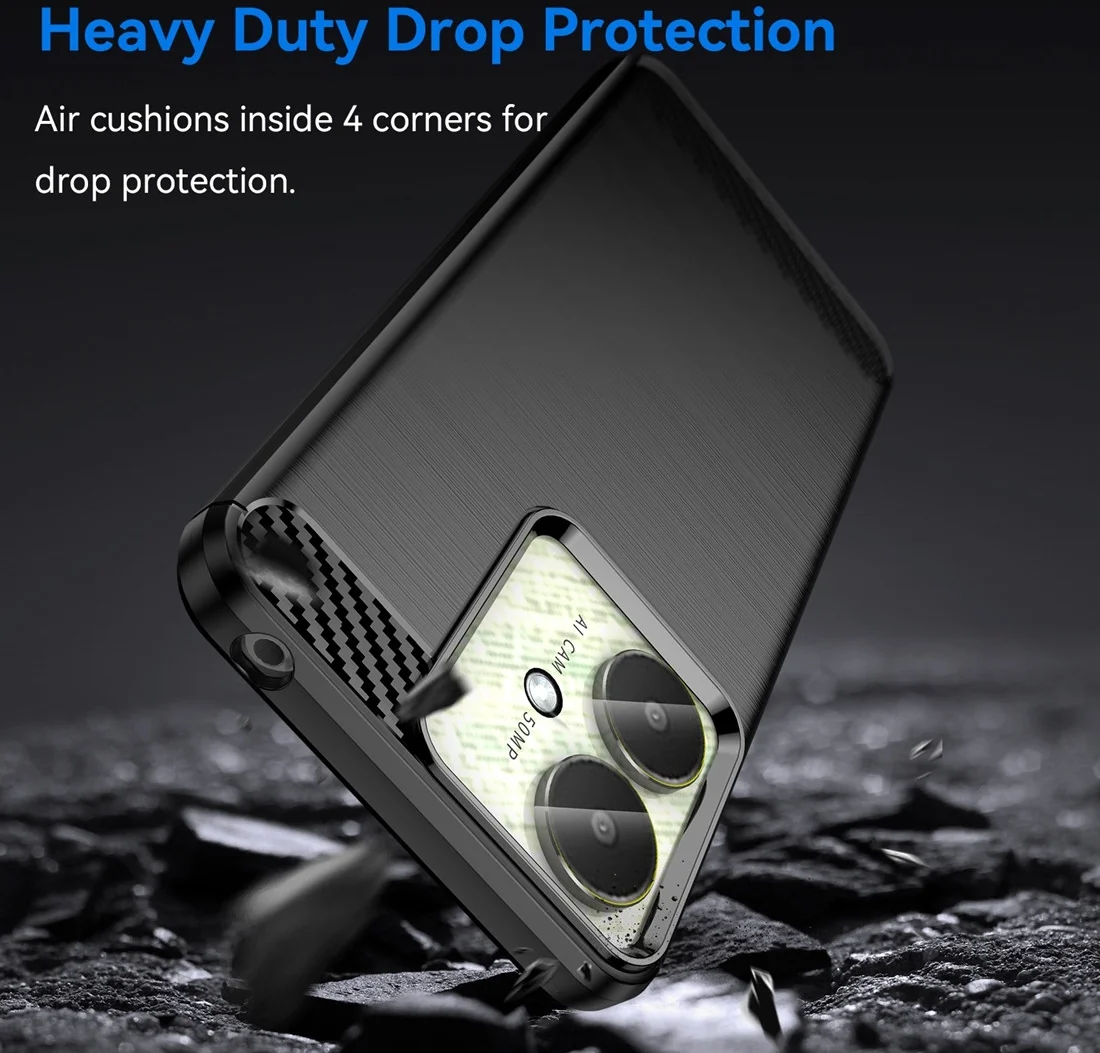 Xiaomi Redmi 13 4G / Poco M6 Hoesje Geborsteld TPU Flexibele Back Cover Zwart afbeelding 2