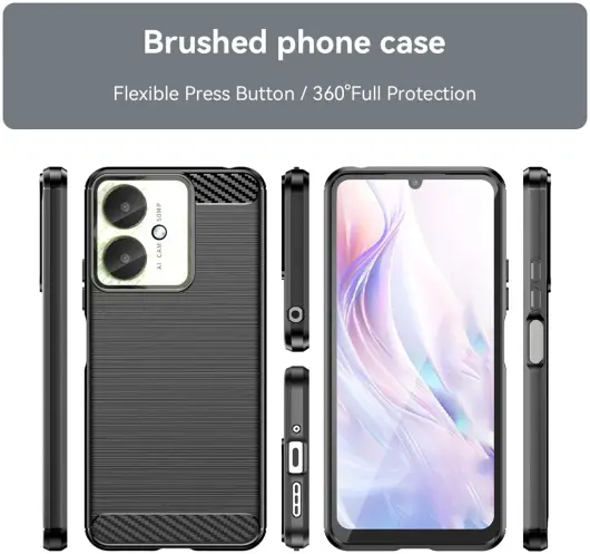 Xiaomi Redmi 13 4G / Poco M6 Hoesje Geborsteld TPU Flexibele Back Cover Zwart afbeelding 8