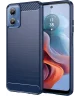 Motorola Moto G34 Hoesje Geborsteld TPU Flexibele Back Cover Blauw